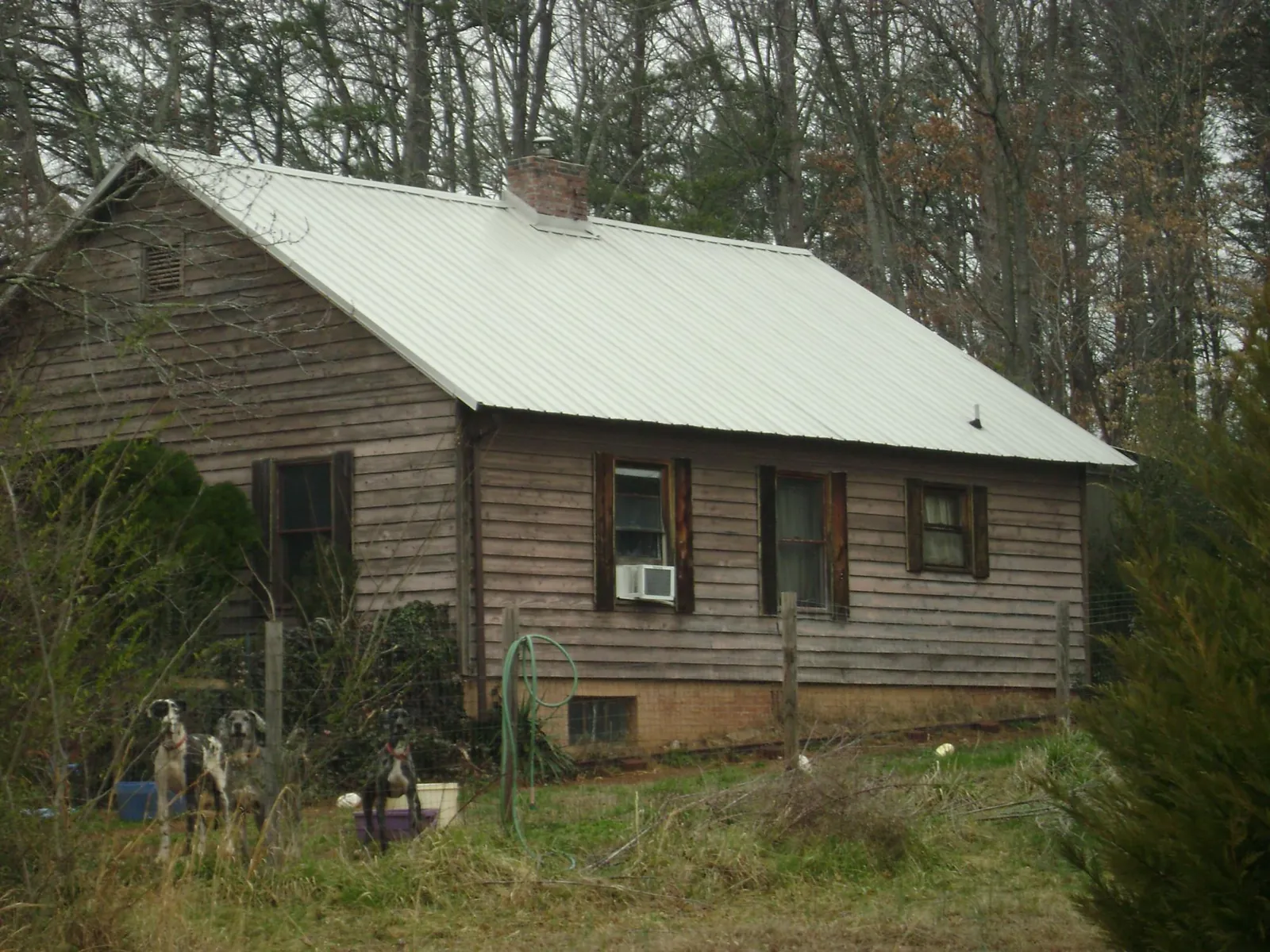 White metal roof on an old wood sided farmhouse, from a Asphalt Shingle Roof Repair job in Avon Park